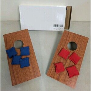 NEW Wooden Tabletop Mini Cornhole Game Set - 2 Boards & 8 Bean Bags